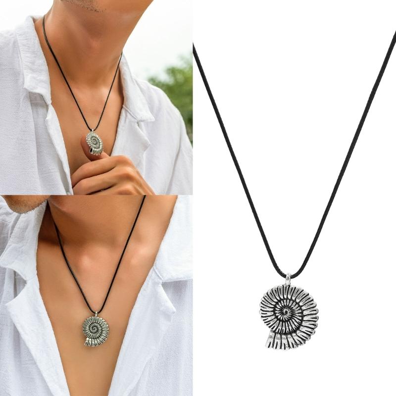 Retro-Stil Halskette Fädelschnur Halskette Muschel Anhänger Choker Trendiger Schmuck Legierungsmaterial Perfekt für Herren