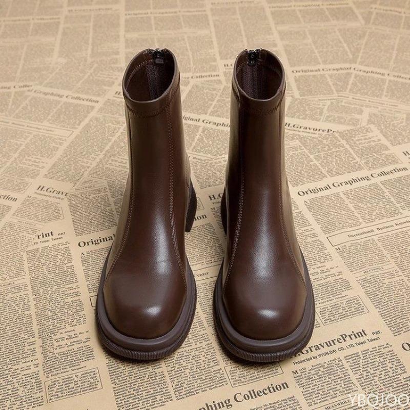 Fashion Autumn Winter Women Ankle Boots Casual Back Zippers Low Heels Shoes Ladies Vintage Short Booties
