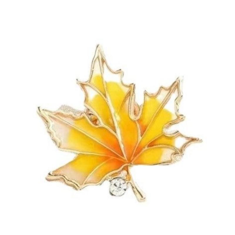 Ahornblatt Ginkgo Biloba Blatt Strass Brosche Nische High-End Korsage Design Temperament Ausschnitt Anti-Licht Nadel Accessoires Anzug