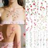 Frühling Sommer Blumen Temporäres Tattoo Aufkleber Wasserdicht Kirschblüten Rosen Tattoo Aufkleber Für Frauen Fake Tattoo Aufkleber