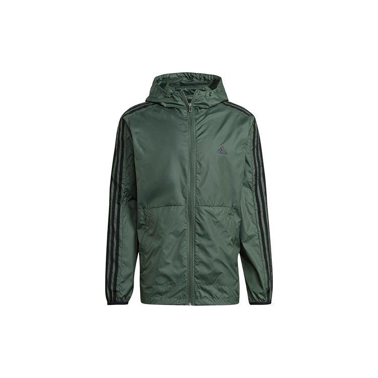 

Adidas 3-полосная ветровка с капюшоном Мужская верхняя одежда Зеленый GQ0601