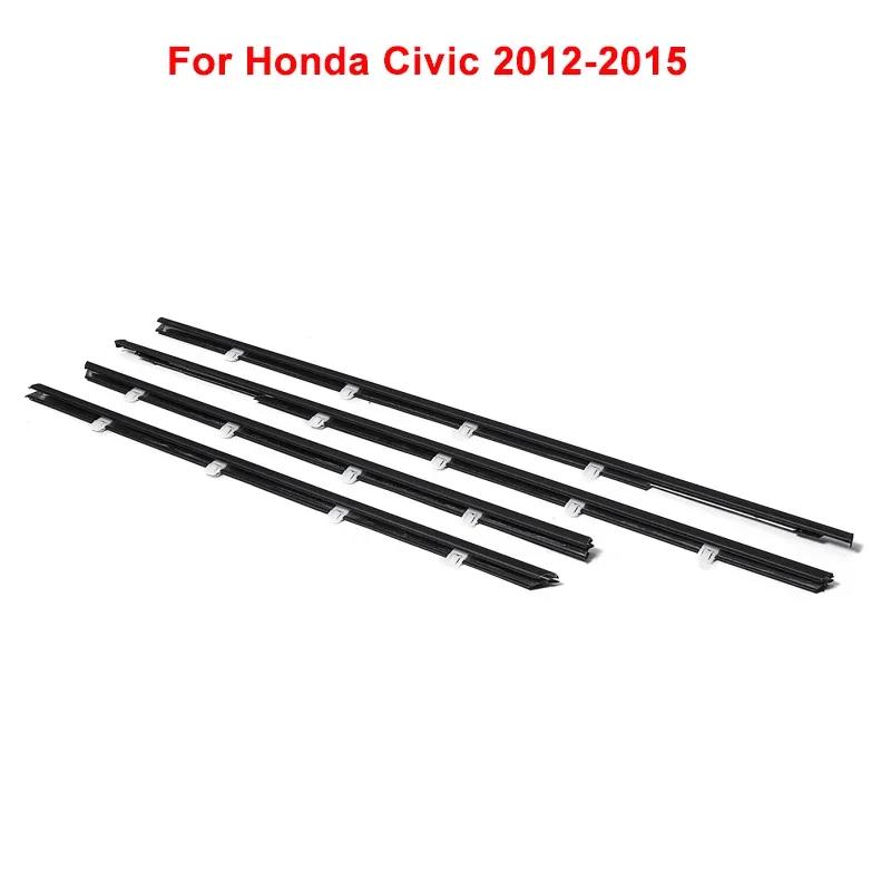 4 stycken Bilfönsterväderlist Glasfönster Gummilist Formningslist för Honda Civic 2006-2019 Innerbackspeglar 6