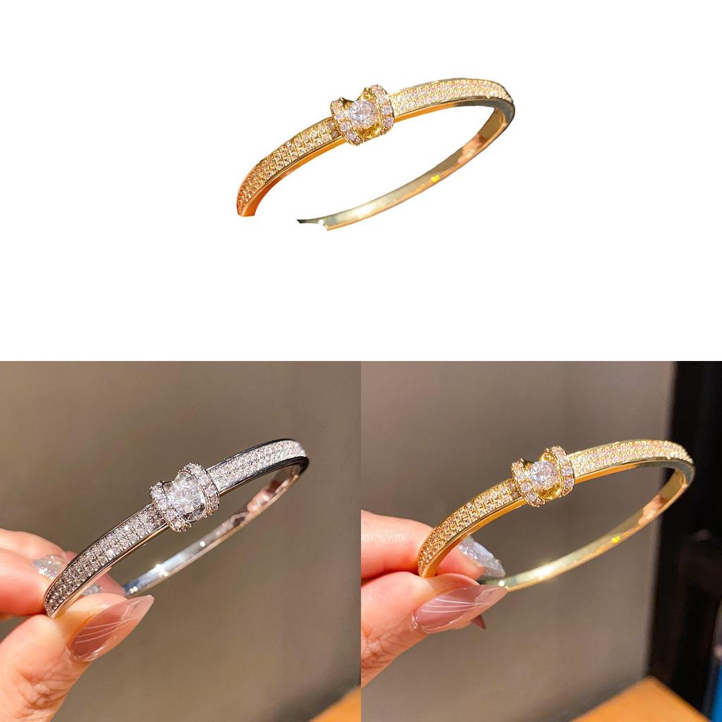 Geometrisches ovales Armreif-Armband mit Strassverzierungen für elegante Modeaccessoires
