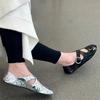 Fashion Cross belt buckle shoes for women with shallow round toe and comfortable lazy flat shoes