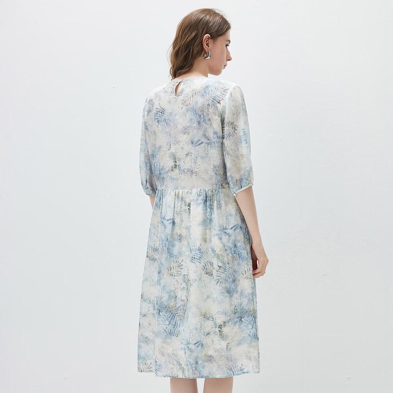 Kemengboka 2026 Summer Artistic Print Half-Sleeve Midi Dress