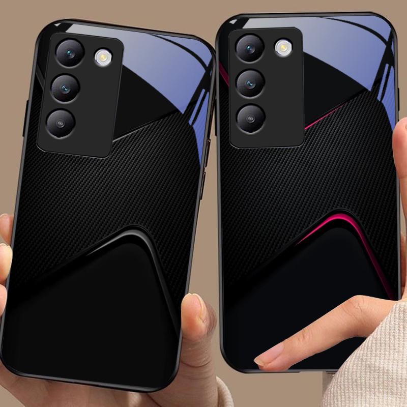 Simple And Large For Y72 33S 11 03 36 96 Lite 35 16 Iqoo 12 V40 SE 5G 29 40 21 30 X80 Pro Vivo Tempered Glass Phone Case Black