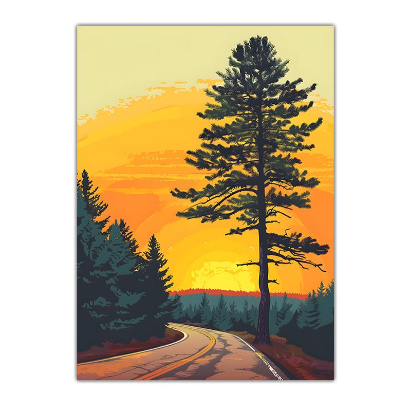 Nature Landscape Wall Art Western Sunset Scenery Canvas Painting Vintage Poster Print for Living Room Bedroom Wall Decor