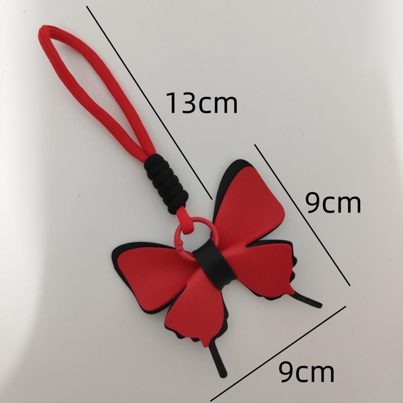Colorful Leather Butterfly Pendant - Car and Bag Hanging Ornament with Cotton Rope