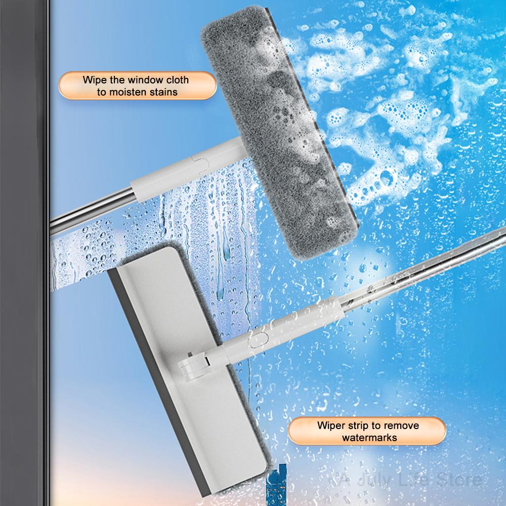 3-in-1-Teleskop-Fensterglasreiniger, Wischer, langer Griff, doppelseitige Bürste, Fenstermopp, Abzieher, Wischer, Haushaltsreinigungswerkzeug