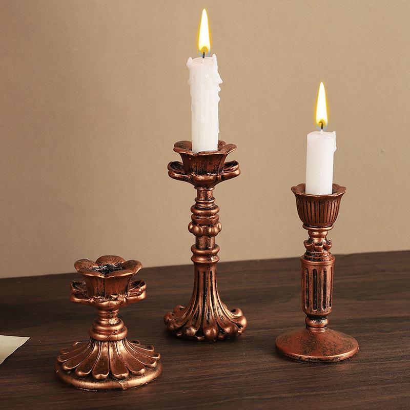 Carved Resin Candlestick Holder for Home Decoration - Candlelight Dinner Atmosphere Prop Ideal for Restaurant Bar Bedroom