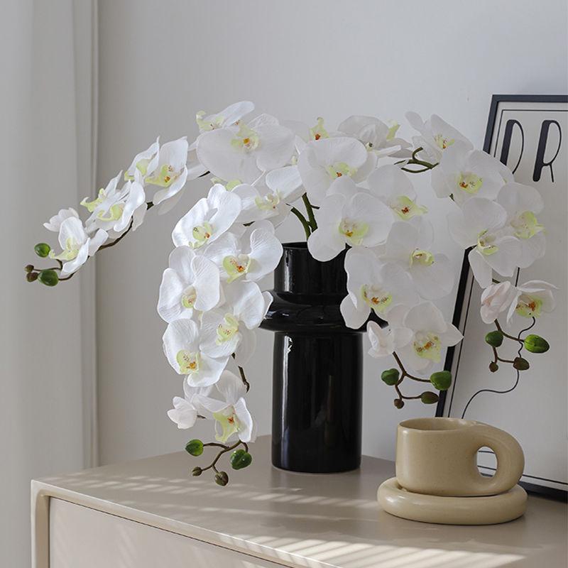 French Retro 9-Head Phalaenopsis Light Luxury Artificial Flower for Living Room, Dining Table, Weddings, and New Year Decoration