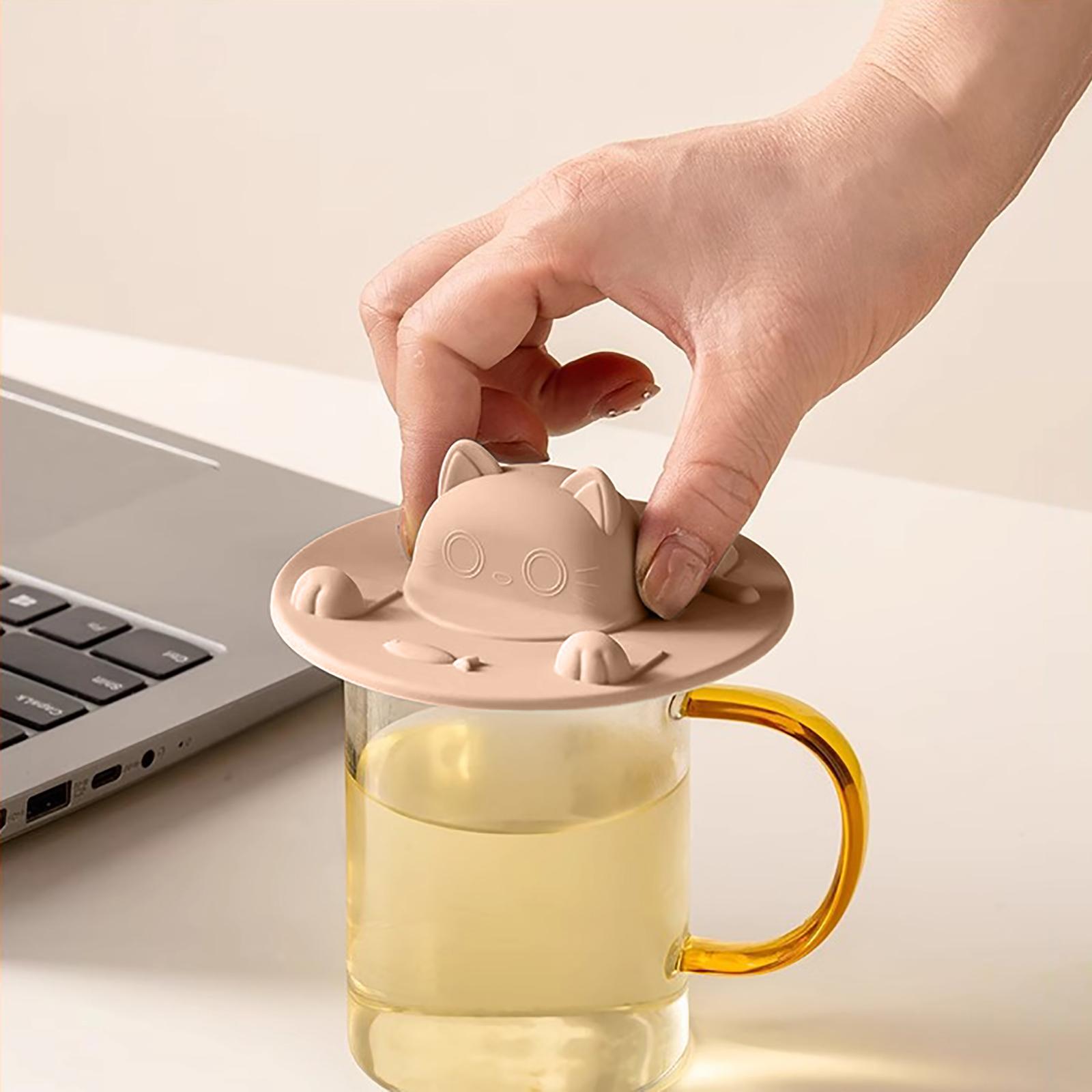 Silicone Cup Cat Designed Cup Cover With Tea Bag Holder Mug Lid For Coffee Milk Tea Reusable Lunch Container