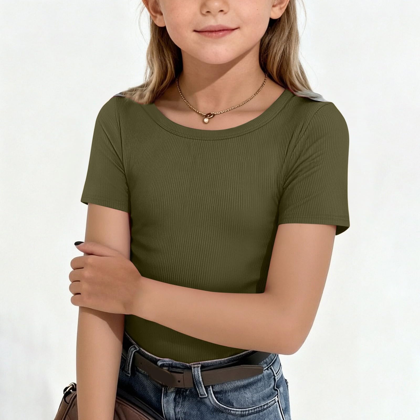 Children s Striped Knit Short-Sleeve Fitted T-Shirt 140