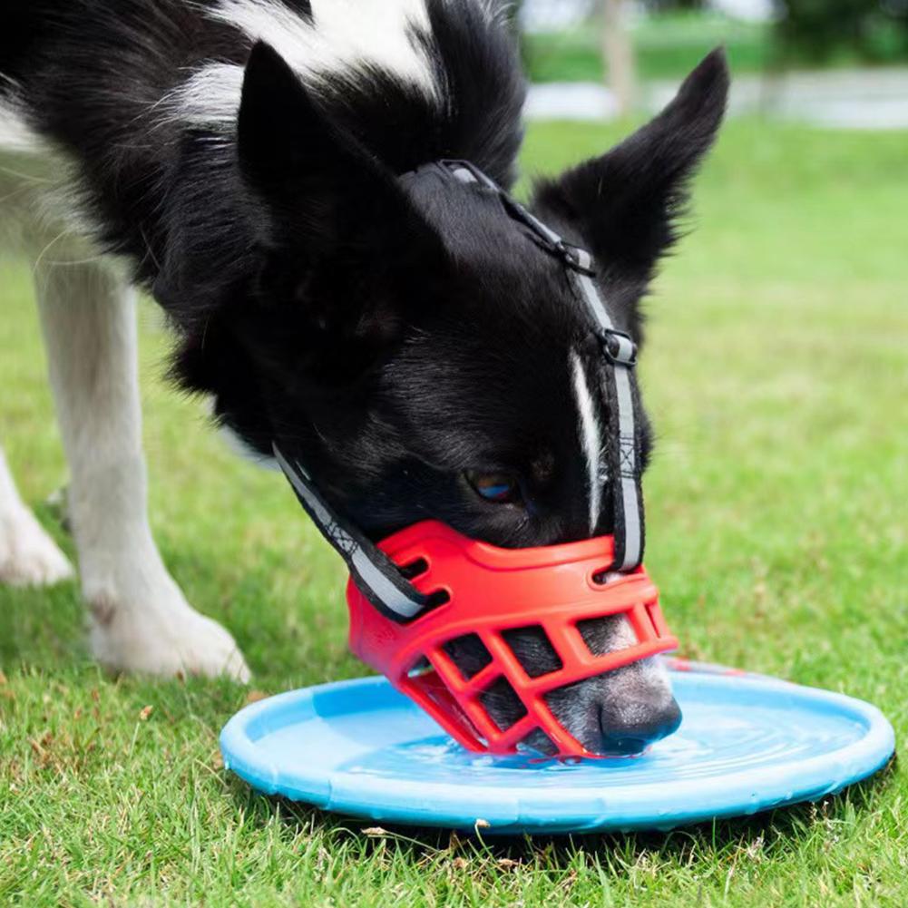 Anti-Biting Dog Mouth Cover With Reflective Strip Adjustable Dog Muzzle Anti-barking Mask Soft Rubber Can Drink Water Dog Accessories