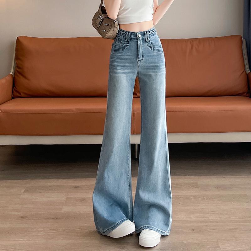 

Women s Light Blue Micro-Flare High-Waisted Jeans - Spring 2025 Trend, Extra Long Bell-Bottoms. M