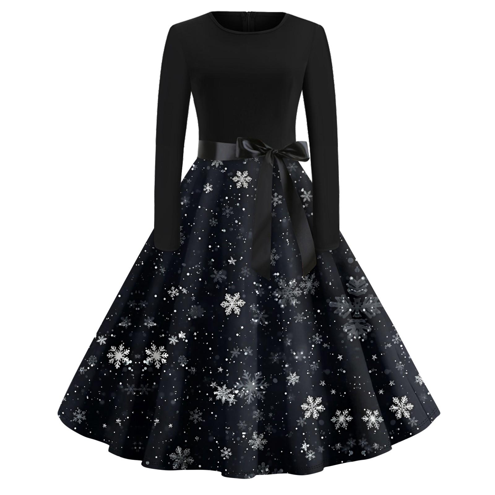 Рождественское платье с расклешенным принтом для женщин — фото 10