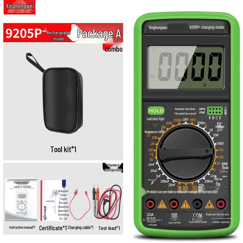 High-Precision DT9205 Digital Multimeter with Anti-Burn Protection for Electricians