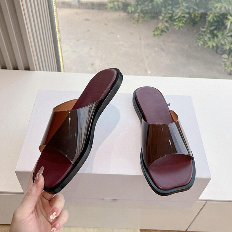 Fashion women transparent slippers flat heel strange open toe flip flops ladies clear beach slides shoes woman sandalias pantuflas mujer