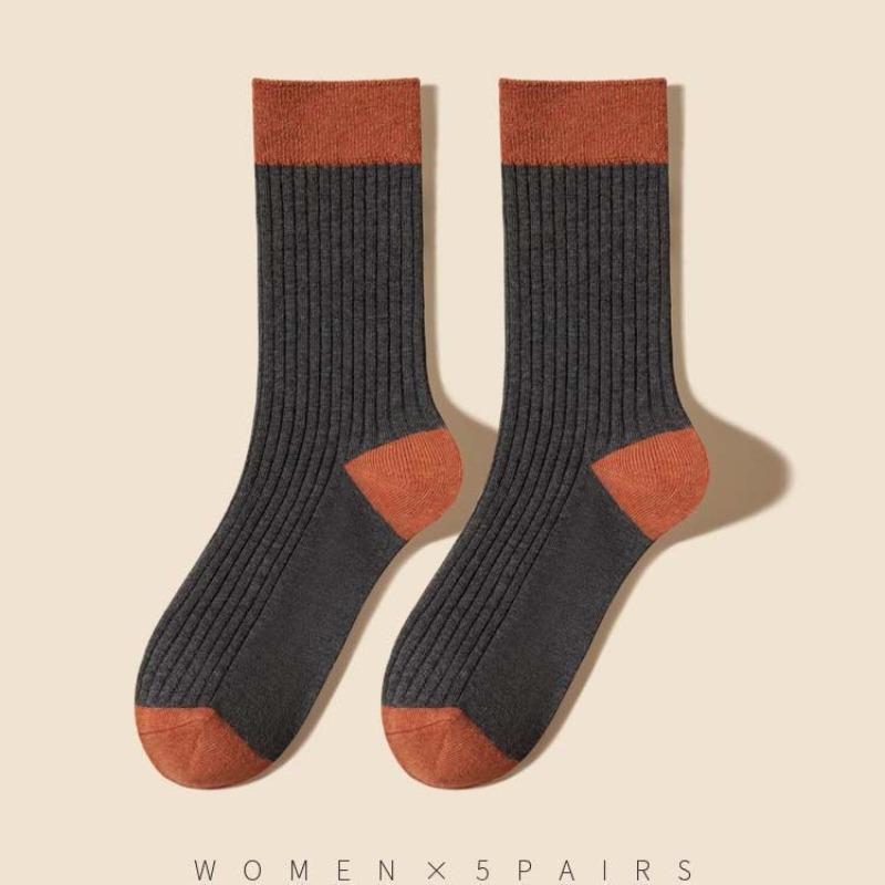 Fall Socks - Long Tube Pile Socks in Contrasting Colors, Versatile and Long-lasting. Women's Socks.