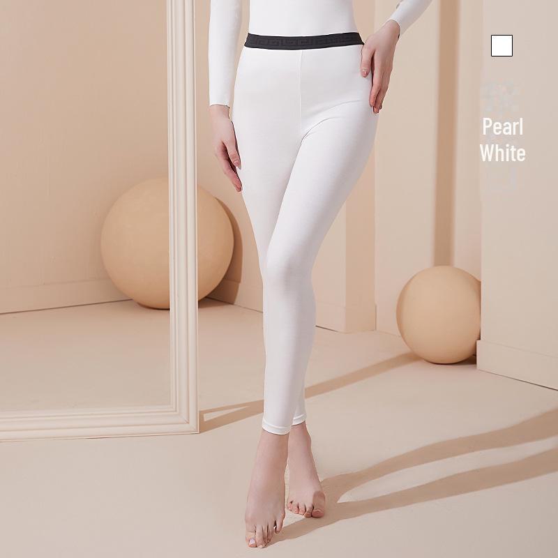 

Женские леггинсы из модального шелка: Тонкие, базовые, теплые брюки для осени и зимы - однотонные внутренние брюки 2XL жемчужина белый