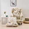 Stretch Wing Chair Cover Floral Prints Wing Armchair Slipcovers Single Relax Sloping Back Sofa Protector with Cushion Covers