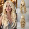 Hot-selling Wig Female Light Gold Long Hair Daily Medium Bangs Big Waves Chemical Fiber Headgear