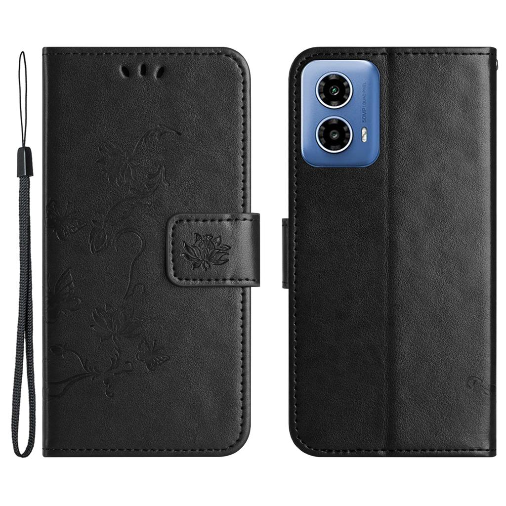 For Motorola Moto E14 4G/G04 4G/G04s 4G/G24 4G Wallet Case Butterfly Flower Leather Flip Phone Cover