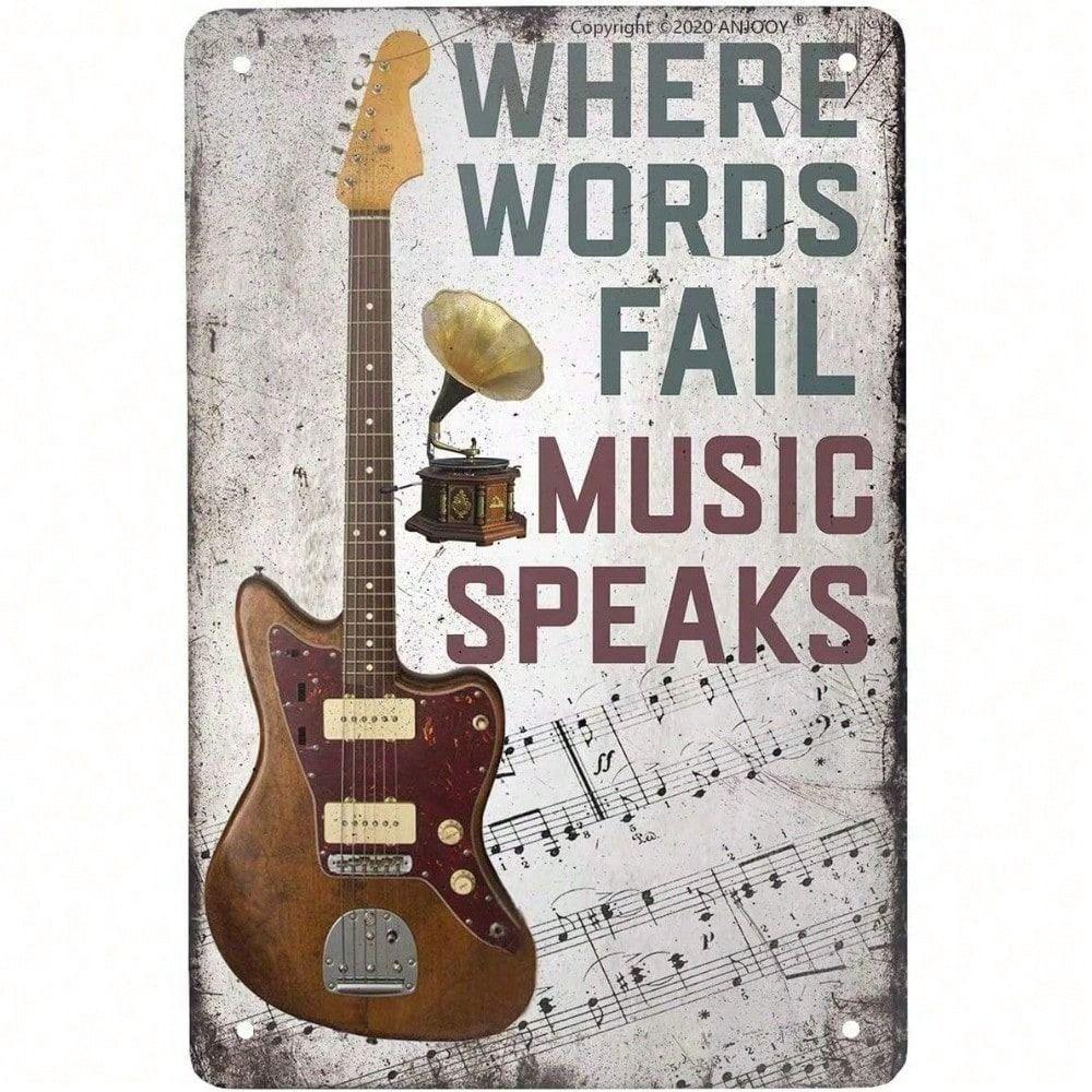 Vintage Music Guitar Metal Poster, Bar Wall Decor