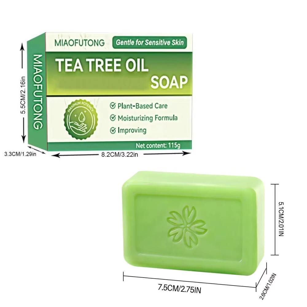 115g Tea Tree Oil Soap Bar for Men Women Natural Plant Extract Handmade Soap Deep Cleansing Soothing for Dry Skin Exfoliate Skin