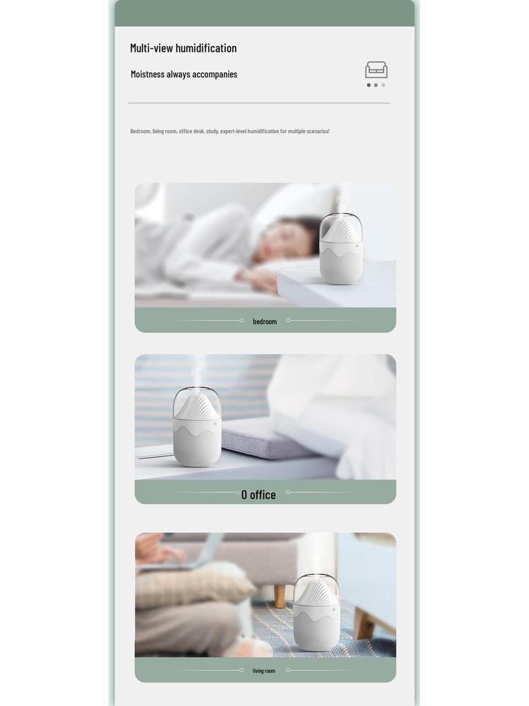 Compact Silent Humidifier: Portable Mini Air Purifier for Bedroom with Large Fog and Easy Water Refill