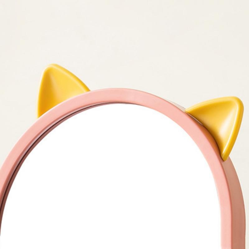 Cute Desktop HD Vanity Mirror Cat Ear Single Side Makeup Mirror Multifunctional Adjustable Makeup Princess Mirror