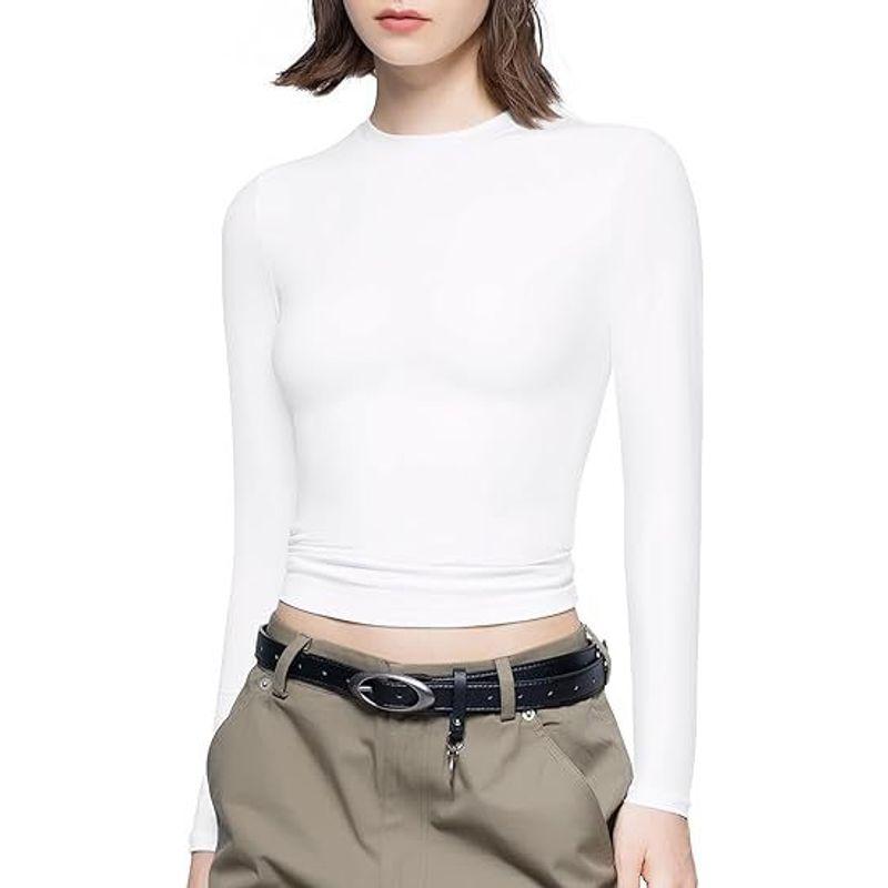 Solid Color round Neck Neck Long Sleeved Top Women Solid round Neck Long sleeve Top