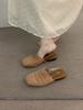 French Gentle Woven Bag Head Sandals Girl 2025 Spring and Summer Vacation Fairy Evening Empty Single Shoes