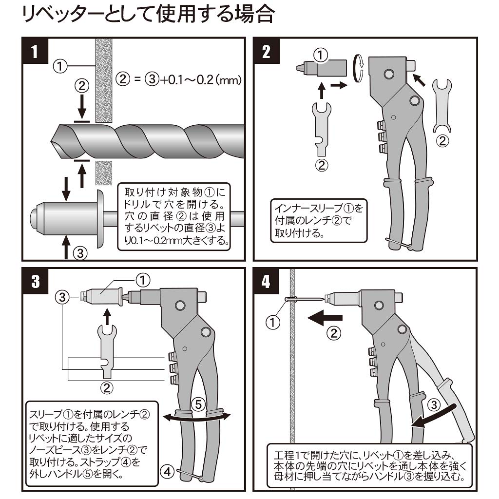 STRAIGHT Riveter Nutter Swivel & Set, Head, 12-755