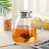 68OZ/2000ML One Touch Glass Teapot with Stainless Steel Filter Lid, Stovetop & Microwave Safe Tea Maker Water Kettle, Strainer & Cover 2 in 1 Loose