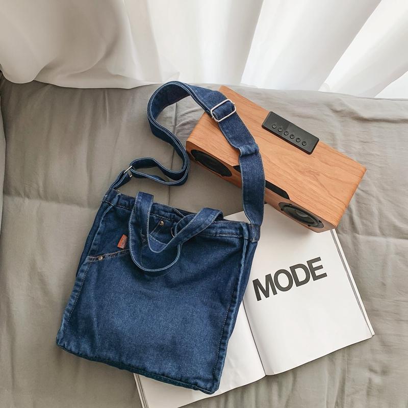Denim Crossbody Bag Women's Large Capacity Messenger Bag Student Shoulder Tote Bag