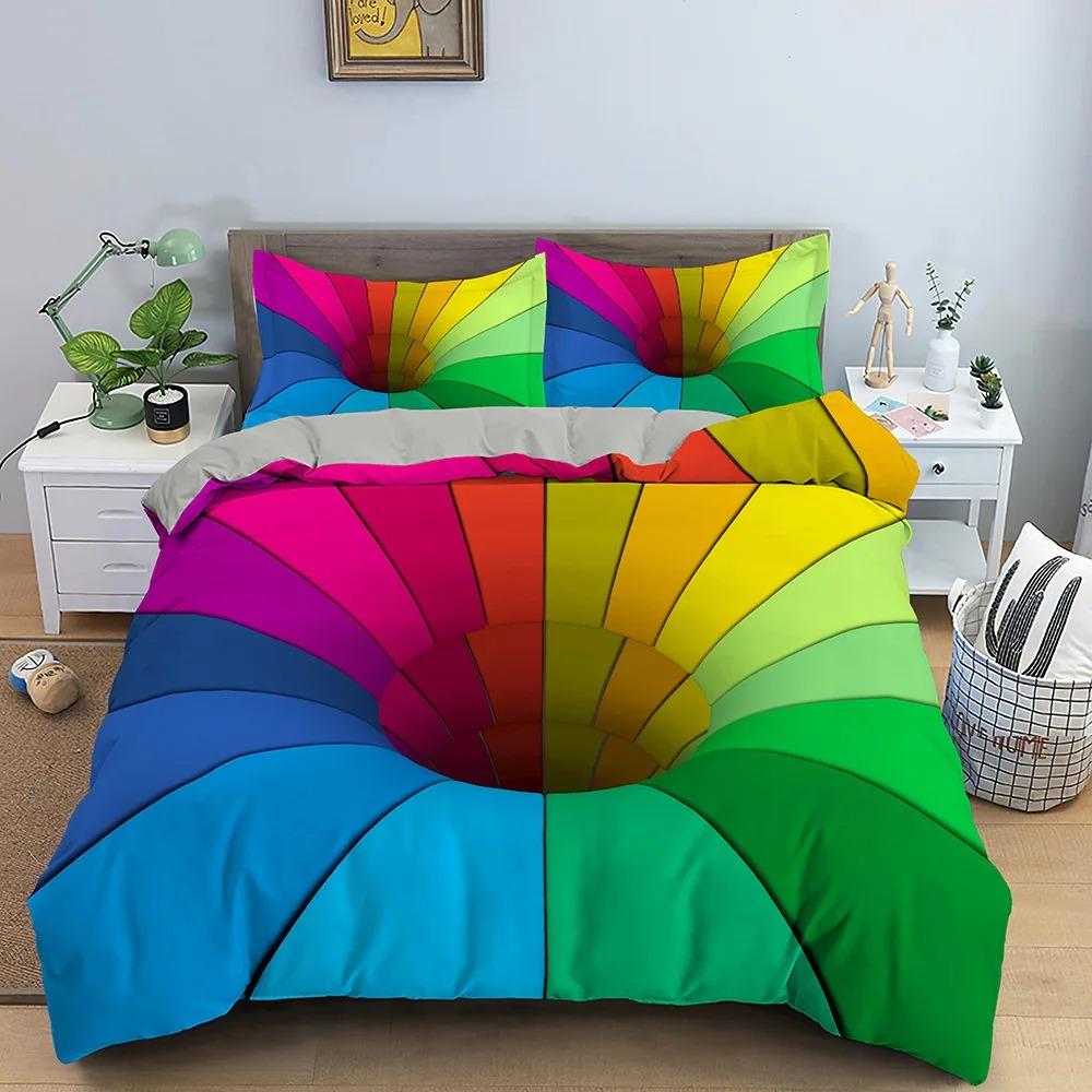 3D Geometric Duvet Cover King/Queen SizeThree-dimensional Bedding Stereoscopic Dense Cuboid Abstract Art Polyester Quilt Cover