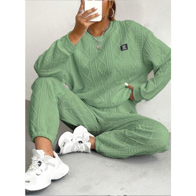 Women Fashion Casual Two Piece Long Sleeve Sweatshirt Pants Set