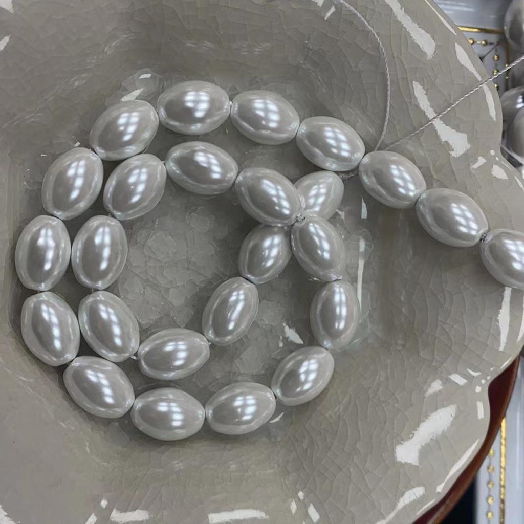 1 Strand Barrel Rice Shell Pearl Beads 10x15mm Oval Tubular Imitation Shell Pearls 38cm Loose Beads For DIY Necklace Bracelet Jewelry Making