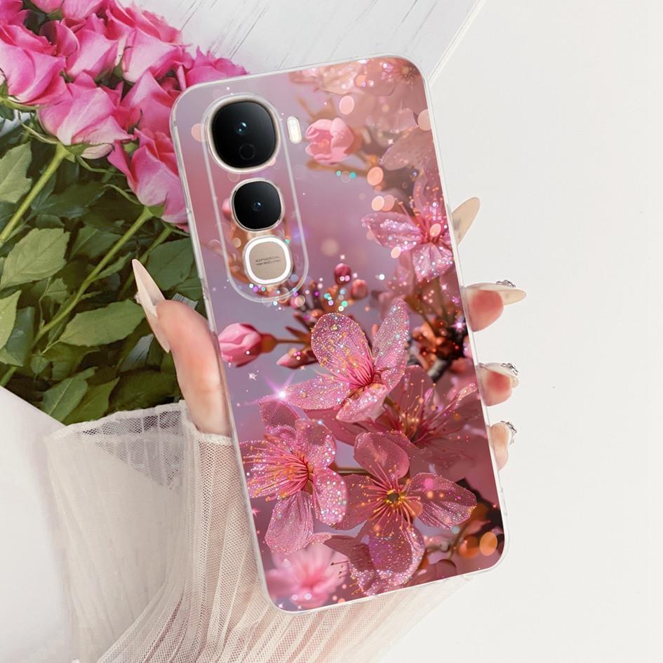 For Vivo Y400 5G Case V2506 New Fashion Flower Cover Transparent Silicone Slim Soft Phone Cover For Vivo Y400 Pro Y400Pro Bumper