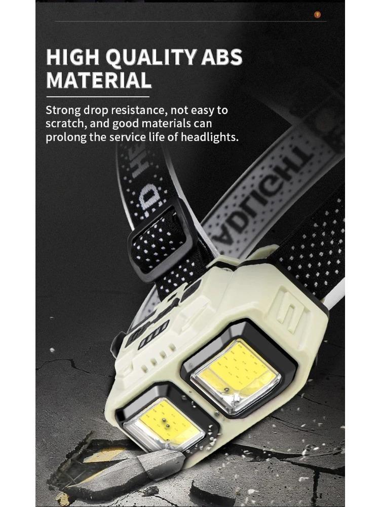 COB LED Headlamp Induction USB Rechargeable Head Flashlight Powerful Work Light for Outdoors Camping Fishing