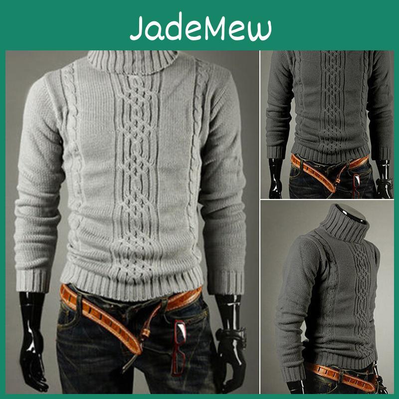 Mens Fall Thickened Winter And Turtleneck Sweater Pullover Knitted Longsleeved Embroidered Sweater
