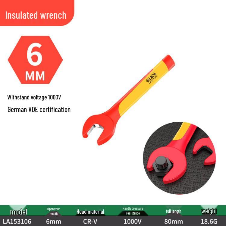 Insulated Open-end Wrench VDE 1000V for Electricians - High Voltage Resistant for New Energy Vehicle Maintenance