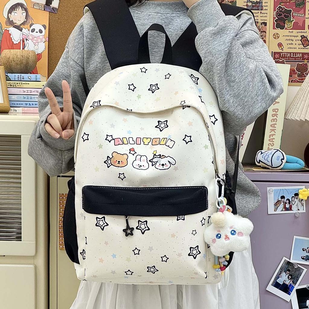 Schoolbag Korean ins printed schoolbag high value large capacity backpack Mori small fresh primary and secondary school students cute backpack