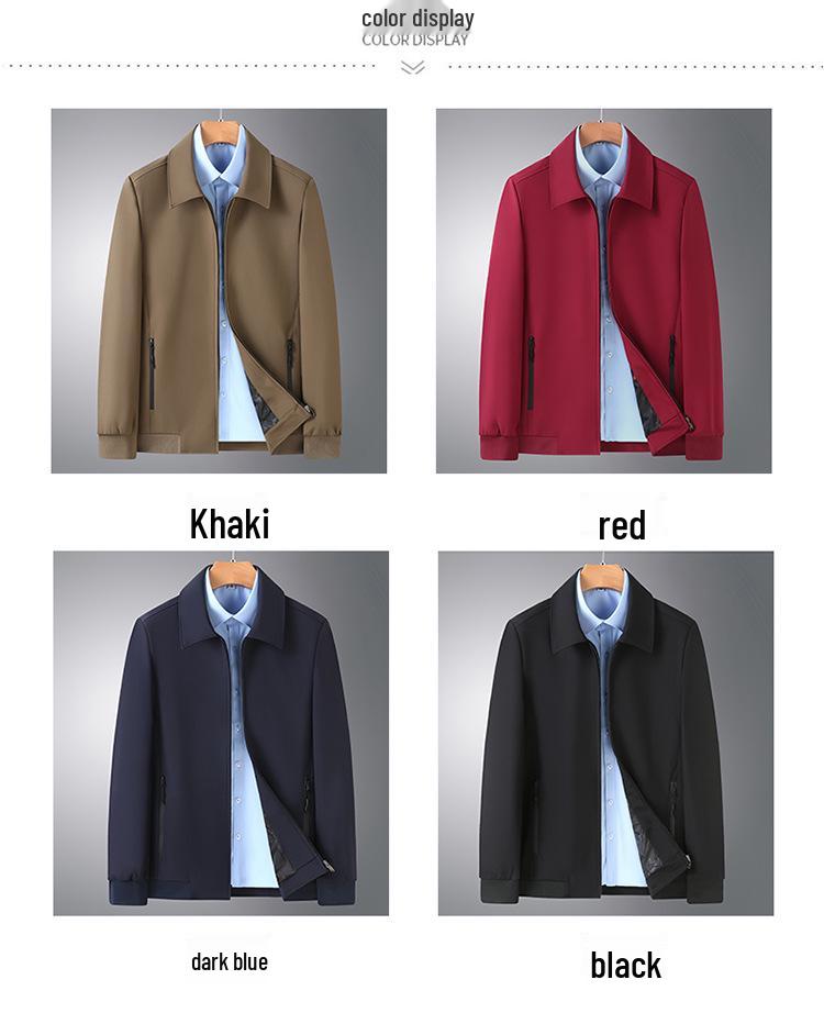 Men's Plus Size Lapel Business Casual Jacket for Dad - Spring & Autumn