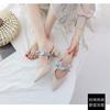 Baotou half slippers 2025 new Internet celebrity outer wear fashionable half drag one pedal women's pointed head middle heel sandals with skirt shoes