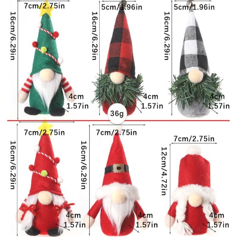Christmas Festival Faceless Dwarf Doll Ornaments Red Grey And Green Dolls Window Decoration Props