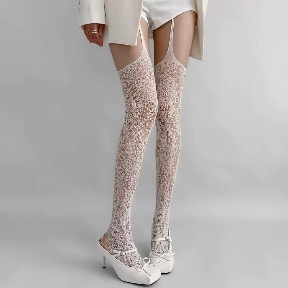 Lace Flower Mesh Pantyhose Hollow Out Fishnet Tights Sexy Suspender Stockings  Night Club
