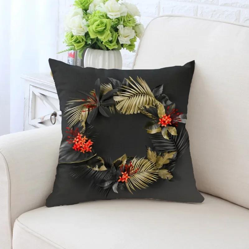 Luxury Home Decor Pillowcase Tropical Rainforest Plant Flower Coconut Print Office Sofa Car Cushion Cover