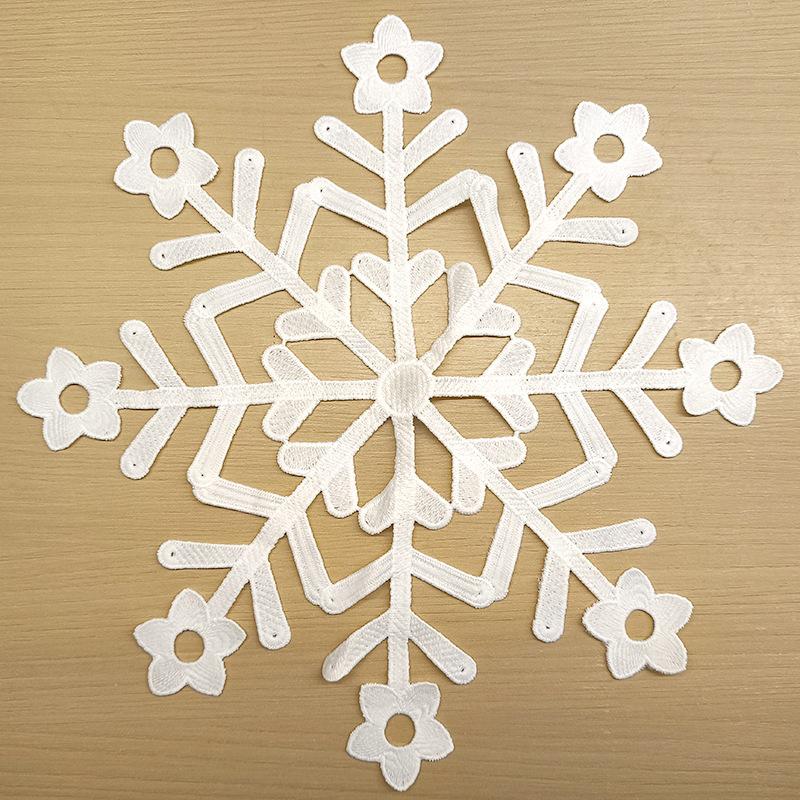 Pendant Christmas snowflake piece lace tablecloth hollow coaster milk silk flower piece embroidery beautification decorative furniture fabric About 29-31cm